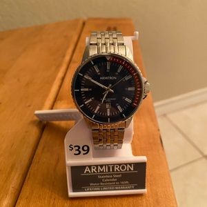 Armitron Black Dial Men's Date Watch Stainless Steel Luxury Water Timepiece